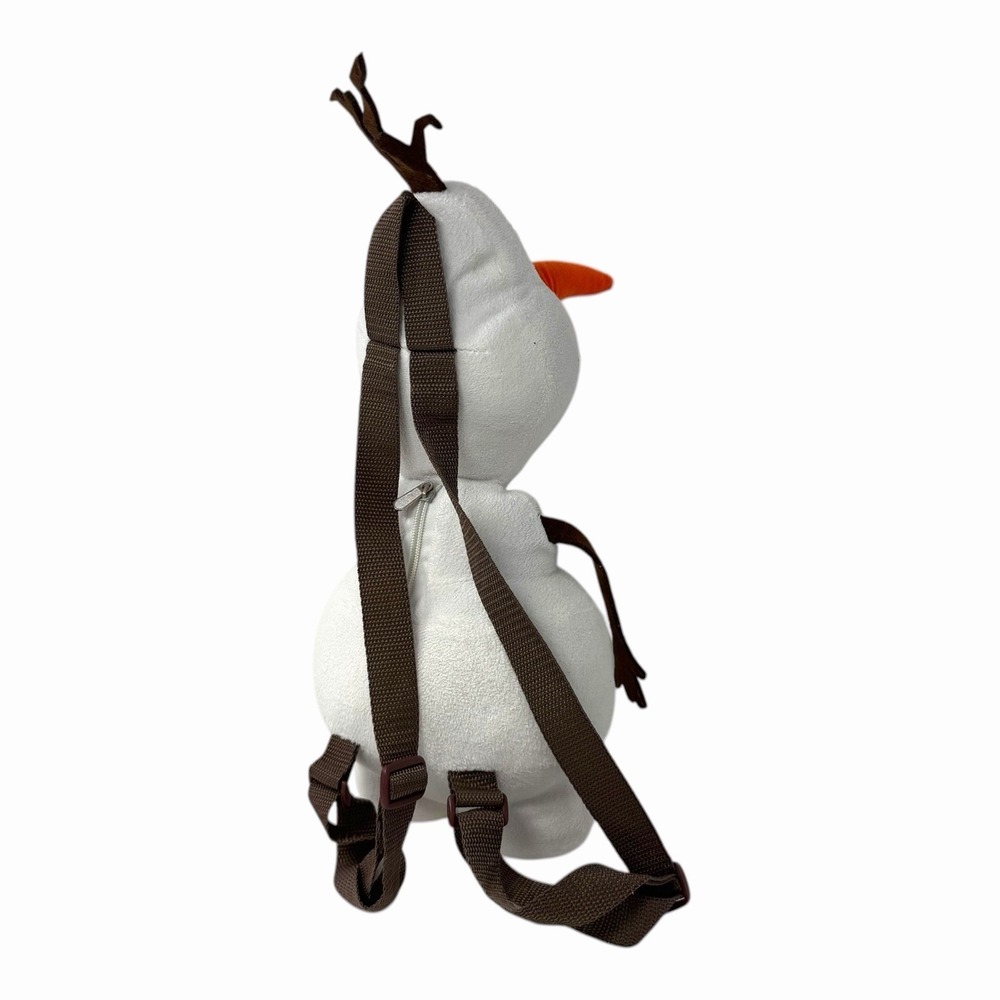 Disney Frozen Olaf Plush Backpack White Snowman Adjustable Straps Small Zip Bag - Picture 6 of 11